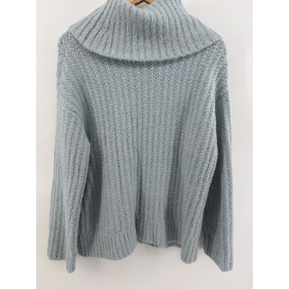 Maeve by Anthropologie Athena Cowl Neck Sweater Light Blue Textured Knit M